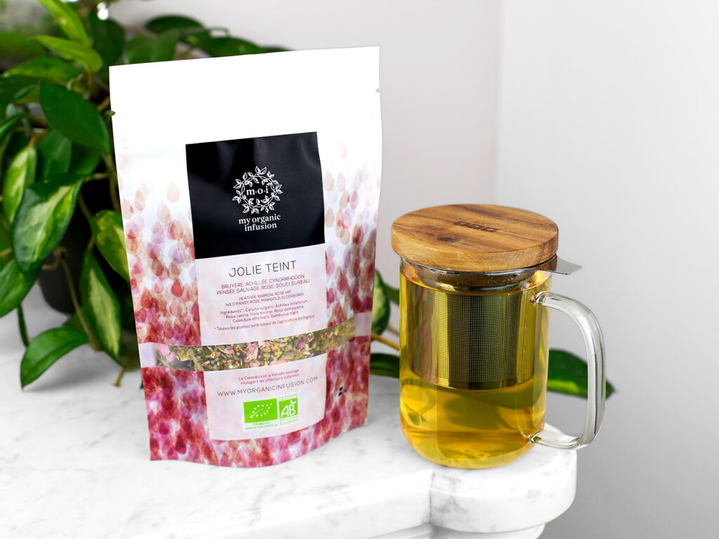 Infusion Joli Teint bio en vrac avec mug infuseur 450 ml