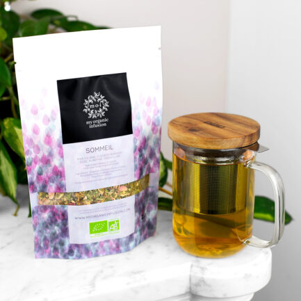 Infusion sommeil bio en vrac et son mug infuseur