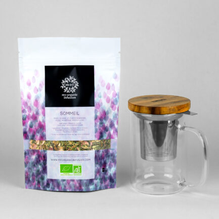 Infusion Sommeil bio en vrac avec un mug infuseur