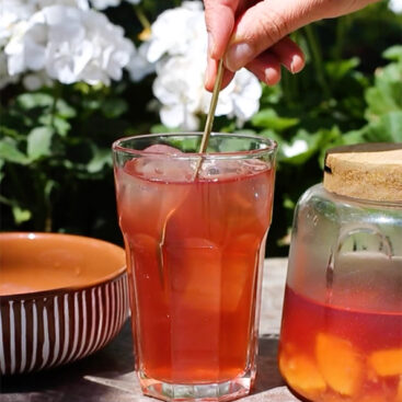 Ice tea maison infusion glacée rubis